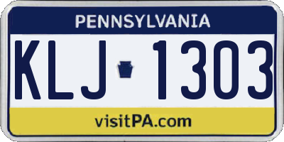PA license plate KLJ1303