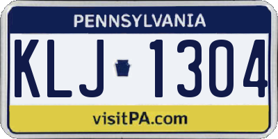 PA license plate KLJ1304