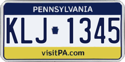 PA license plate KLJ1345