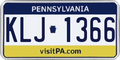 PA license plate KLJ1366