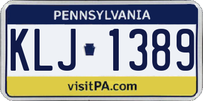PA license plate KLJ1389
