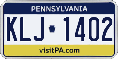 PA license plate KLJ1402