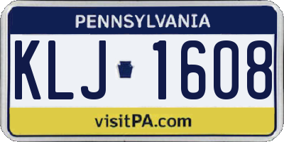 PA license plate KLJ1608