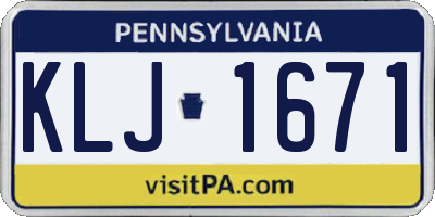 PA license plate KLJ1671