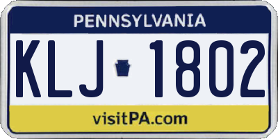 PA license plate KLJ1802
