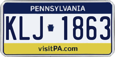 PA license plate KLJ1863