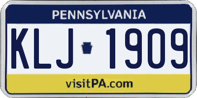 PA license plate KLJ1909