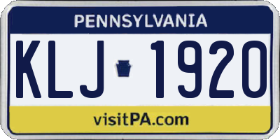 PA license plate KLJ1920