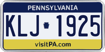PA license plate KLJ1925