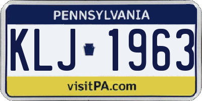 PA license plate KLJ1963