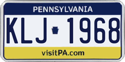 PA license plate KLJ1968