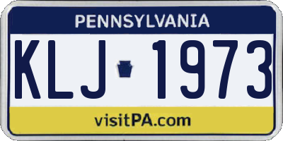 PA license plate KLJ1973
