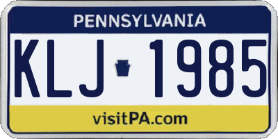 PA license plate KLJ1985