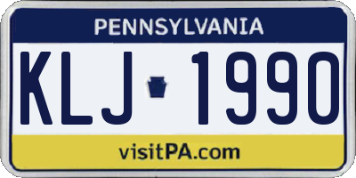 PA license plate KLJ1990