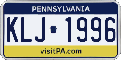 PA license plate KLJ1996