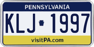 PA license plate KLJ1997