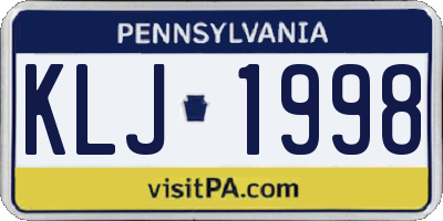 PA license plate KLJ1998