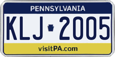 PA license plate KLJ2005