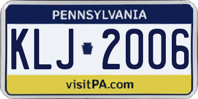 PA license plate KLJ2006