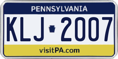 PA license plate KLJ2007