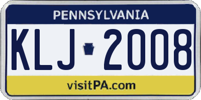 PA license plate KLJ2008