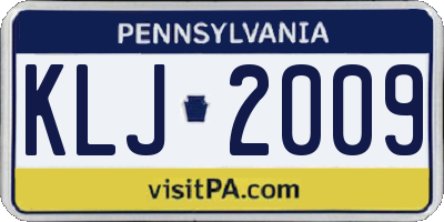 PA license plate KLJ2009