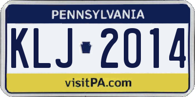 PA license plate KLJ2014