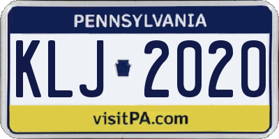 PA license plate KLJ2020