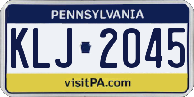 PA license plate KLJ2045