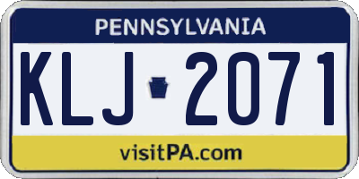 PA license plate KLJ2071