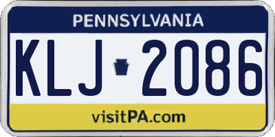 PA license plate KLJ2086