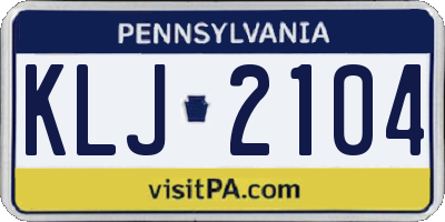 PA license plate KLJ2104