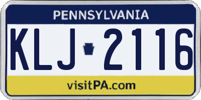 PA license plate KLJ2116