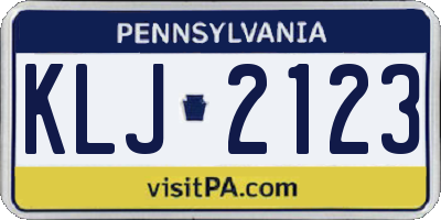 PA license plate KLJ2123