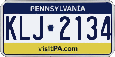PA license plate KLJ2134