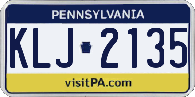 PA license plate KLJ2135