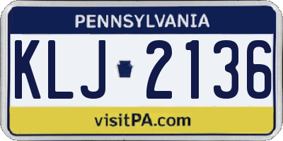 PA license plate KLJ2136