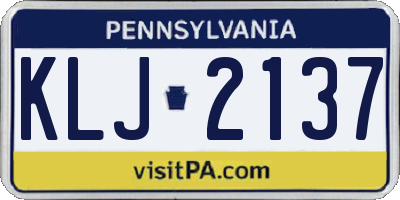 PA license plate KLJ2137