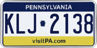 PA license plate KLJ2138