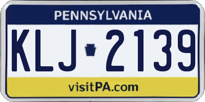 PA license plate KLJ2139