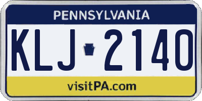 PA license plate KLJ2140