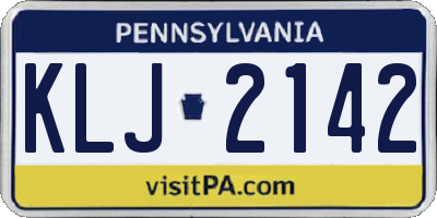 PA license plate KLJ2142