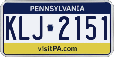 PA license plate KLJ2151