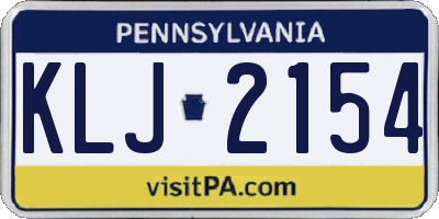 PA license plate KLJ2154
