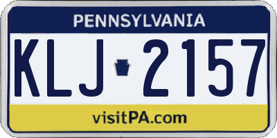 PA license plate KLJ2157