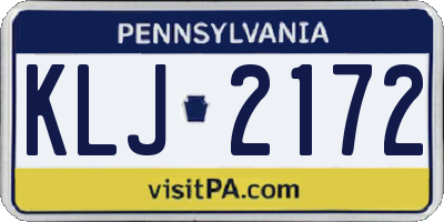 PA license plate KLJ2172