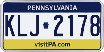 PA license plate KLJ2178