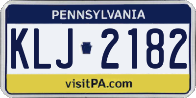 PA license plate KLJ2182
