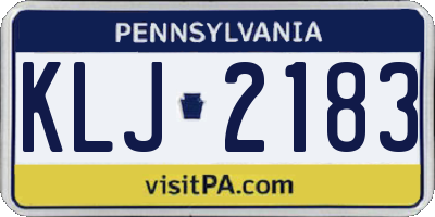 PA license plate KLJ2183