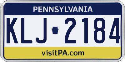 PA license plate KLJ2184